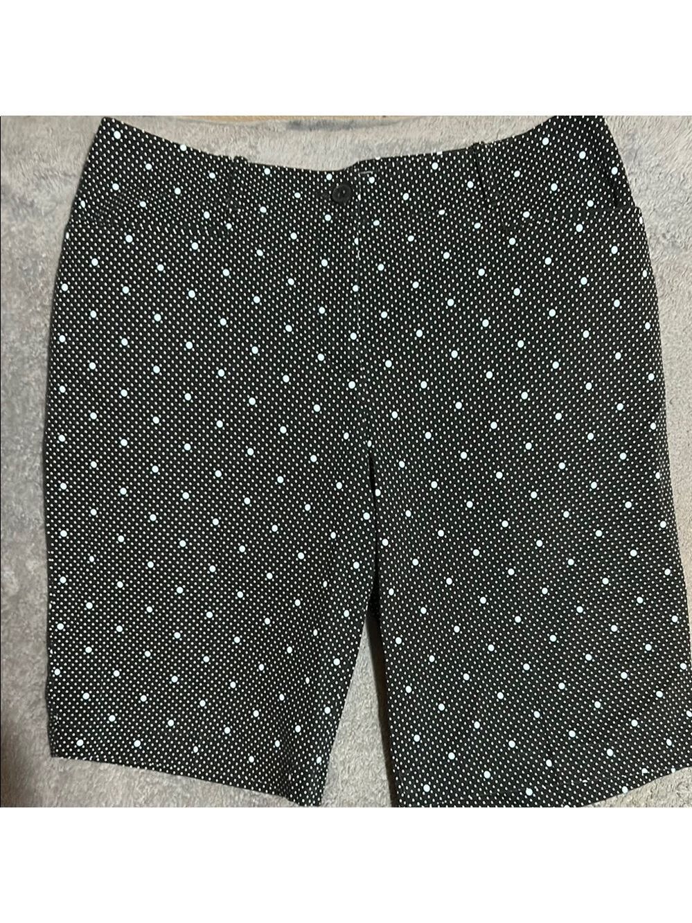 Talbots Black and White Bermuda Shorts with Light Blue Polka Dots